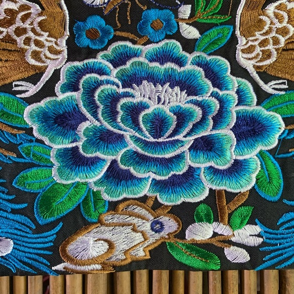 Boho Embroidered Flower Peruvian Crossbody Bag - Picture 5 of 9